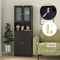 Black MDF Tempered Glass Tall Storage Cabinet with Frosted Doors and Shelves